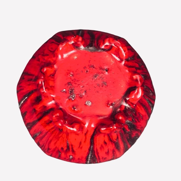 Vintage Red Pottery Hexagonal Ceramic Lidded Jar Urn 5.5" Drip Spot Glaze Signed - Picture 13 of 14